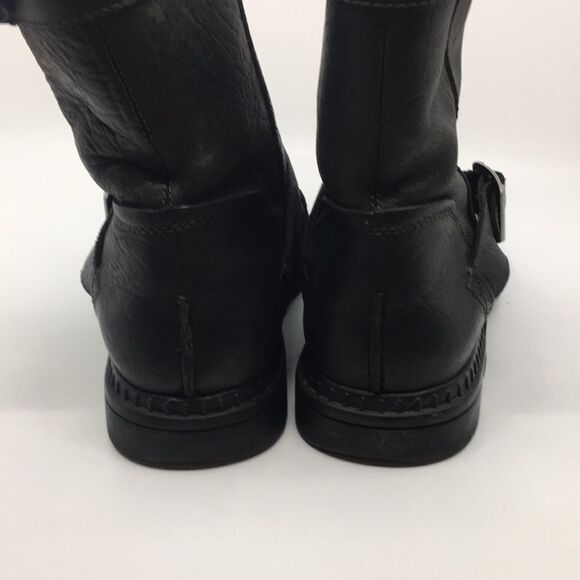 UGG Australia Lancing Black Leather Sherpa Lined Mid Ankle Moto Boots Sz 12 - Picture 10 of 16